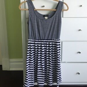 AQUA Navy Striped Dress